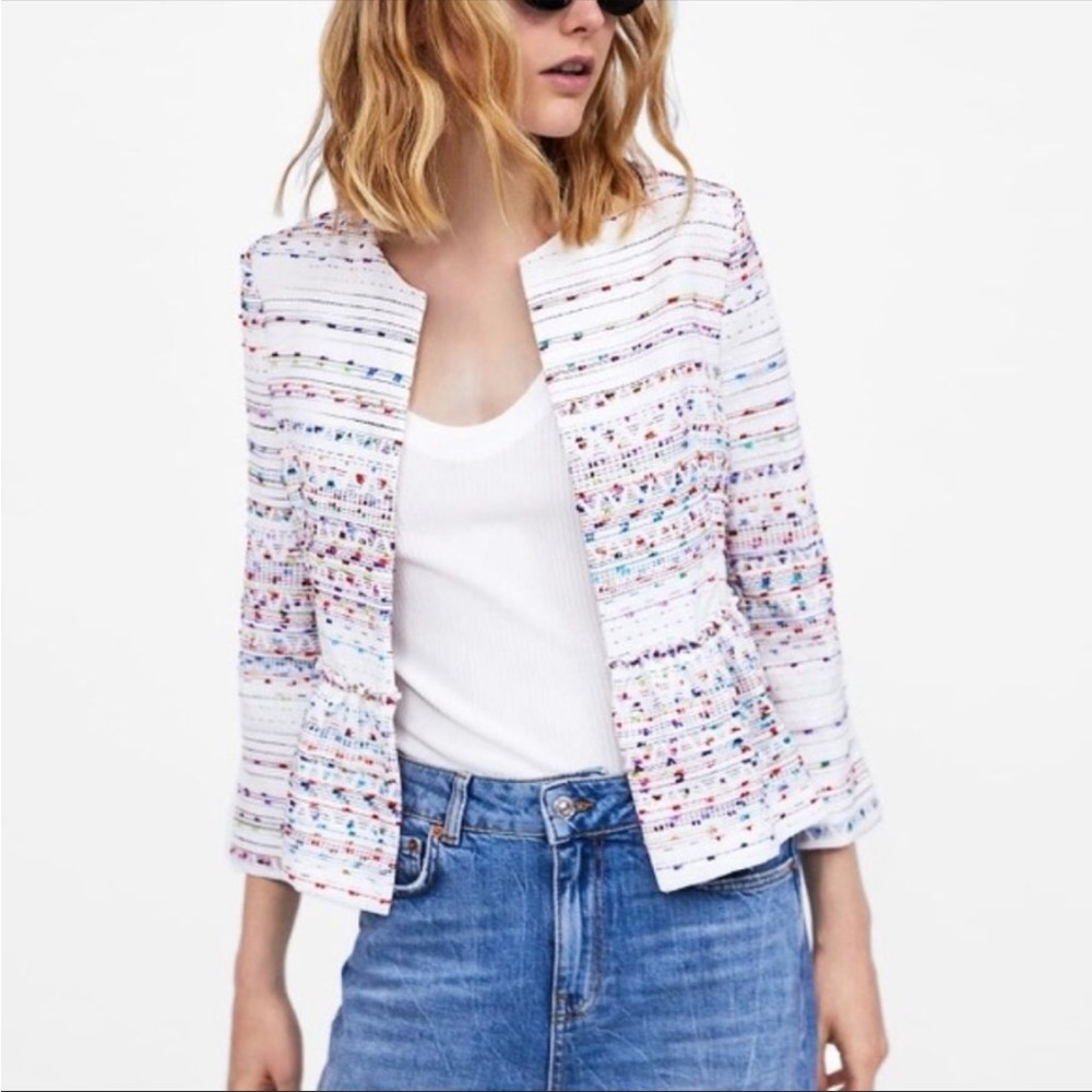 Zara Peplum Metallic Blazer